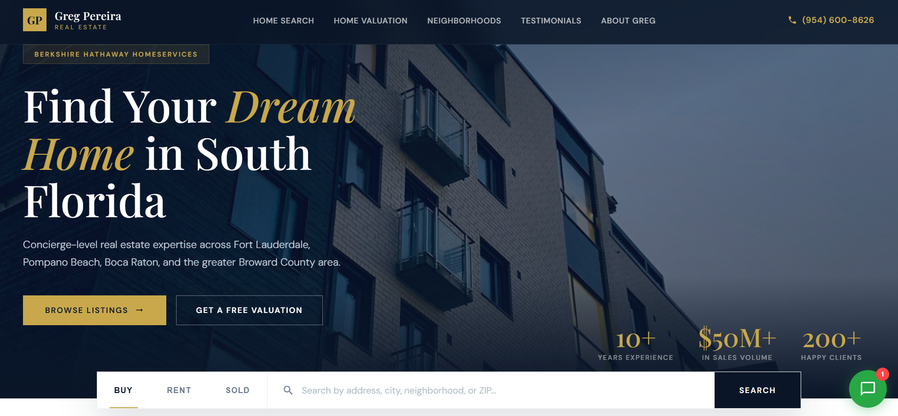 Greg Pereira real estate website preview